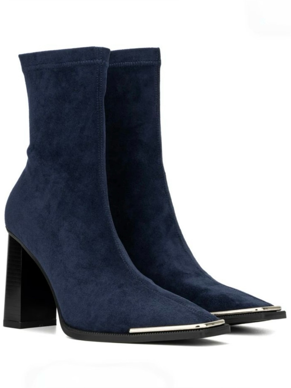 TORGĒIS Navy Katya Block Heel Bootie - Picture 1 of 5